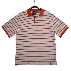 Vintage Southpole Polo Shirt Men’s L Orange White Striped Y2K Streetwear Hip Hop